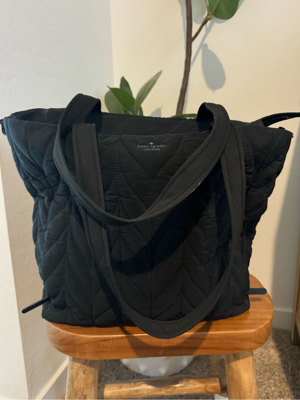 kate spade Quilted Black Nylon Tote Bag